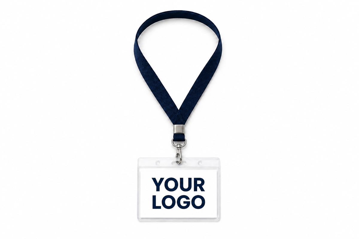 Single lanyard badge printed with YOUR LOGO