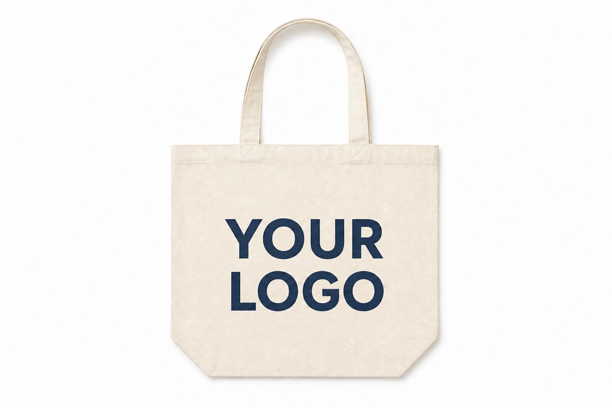 Single canvas tote bag printed with YOUR LOGO